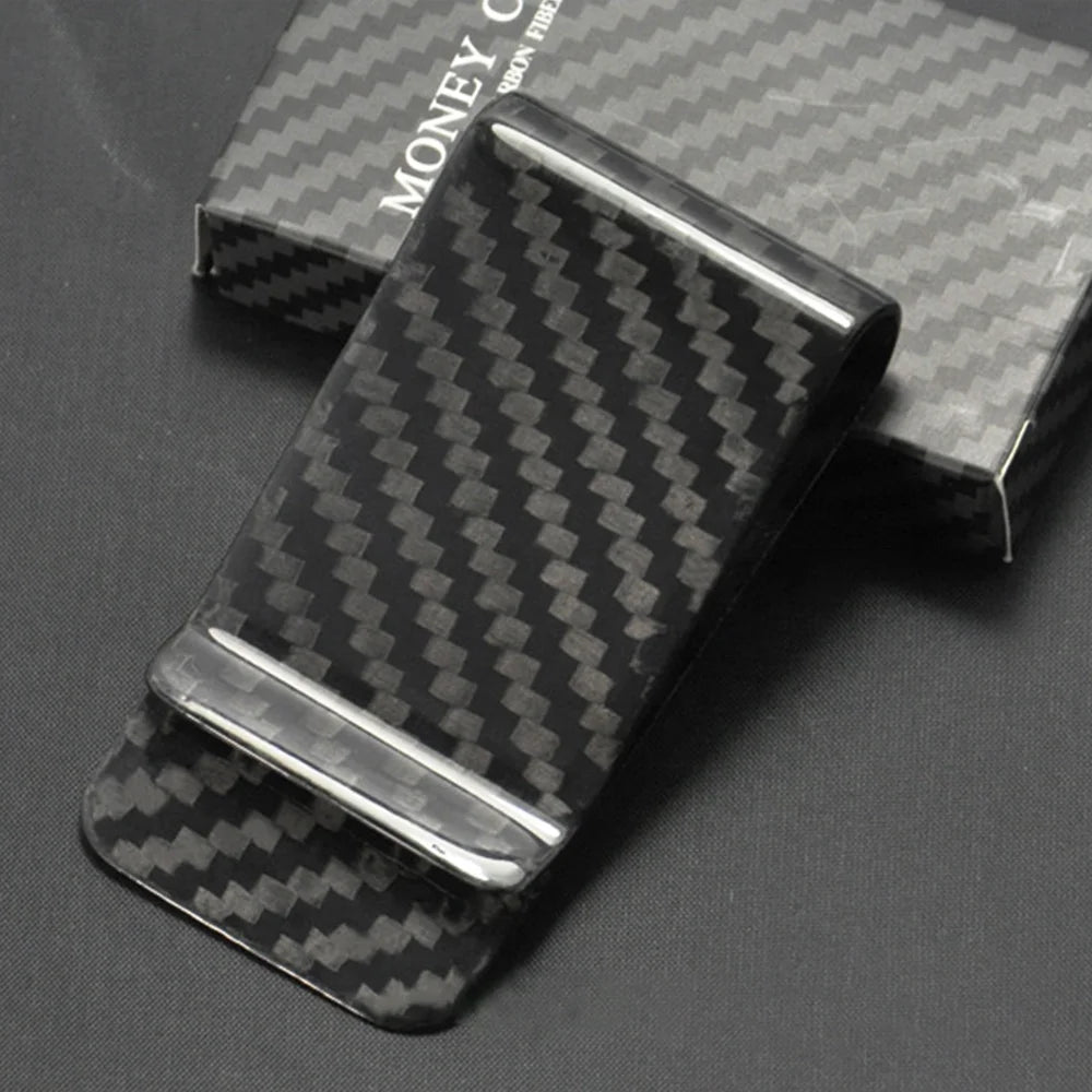 Hot Selling Carbon Fiber Card and Money Clip Holder Slim Glossy Black Business Style Wallet with Custom Logo Lightweight