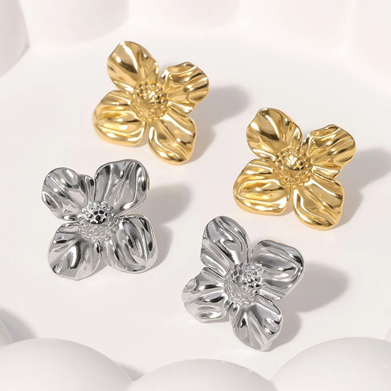 Beimai OEM Earrings Wholesale Light Luxury Flower Titanium Steel Women's Earrings