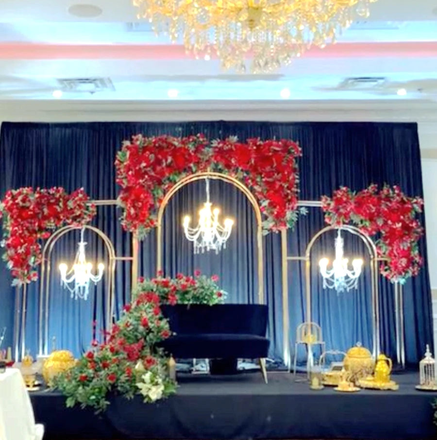 New Wedding Stage Background Decoration Modern Simple Square Backdrop Iron Metal Geometric Wedding Gold Arch