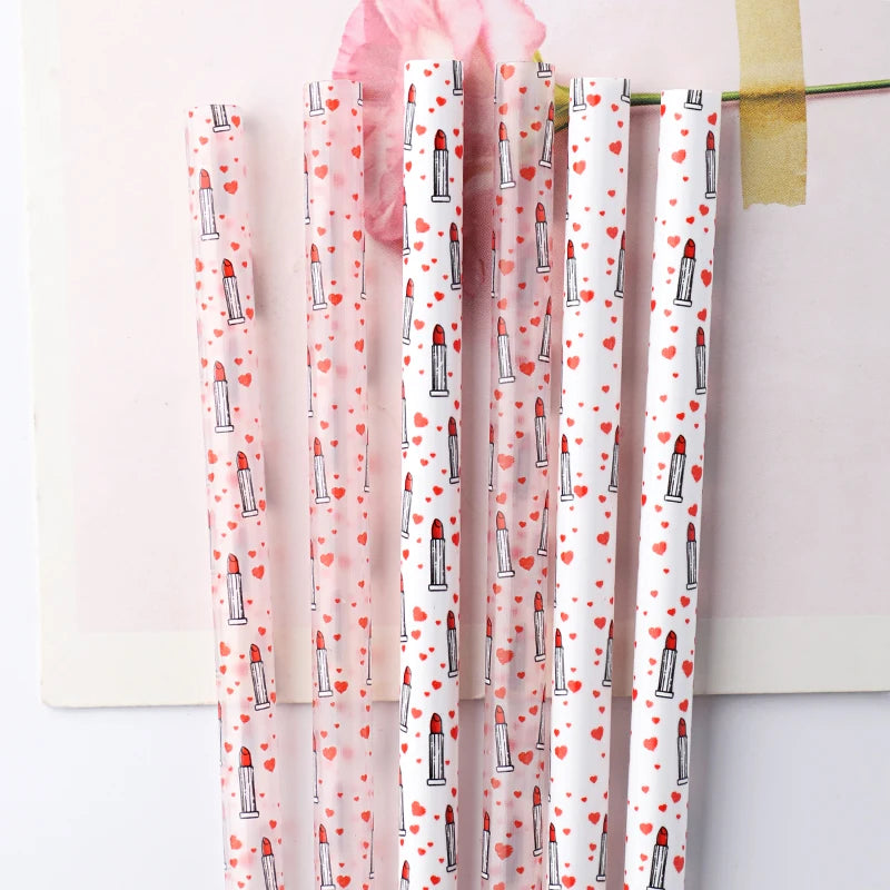 Eco-friendly Lipstick-Shaped Decorative PP Plastic Reusable Drinking Straws /LFGB Certified Bar Accessories 2023 Valentine's