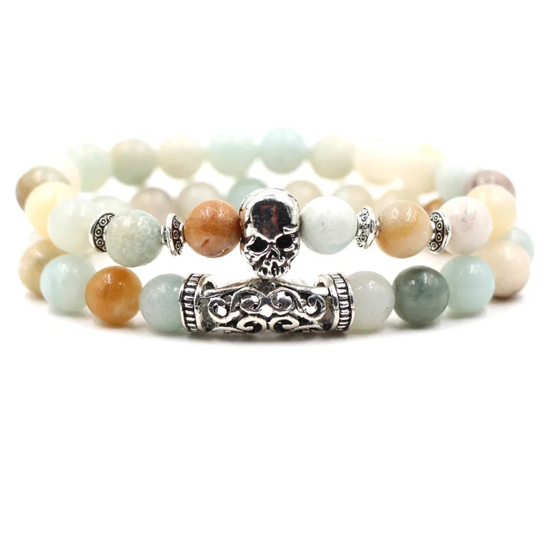 MANCHAO Hot Selling 8mm  Stone DIY Jewelry Bracelet Men's and Women's Fashion Owl Elbow Set Elegant Bangles