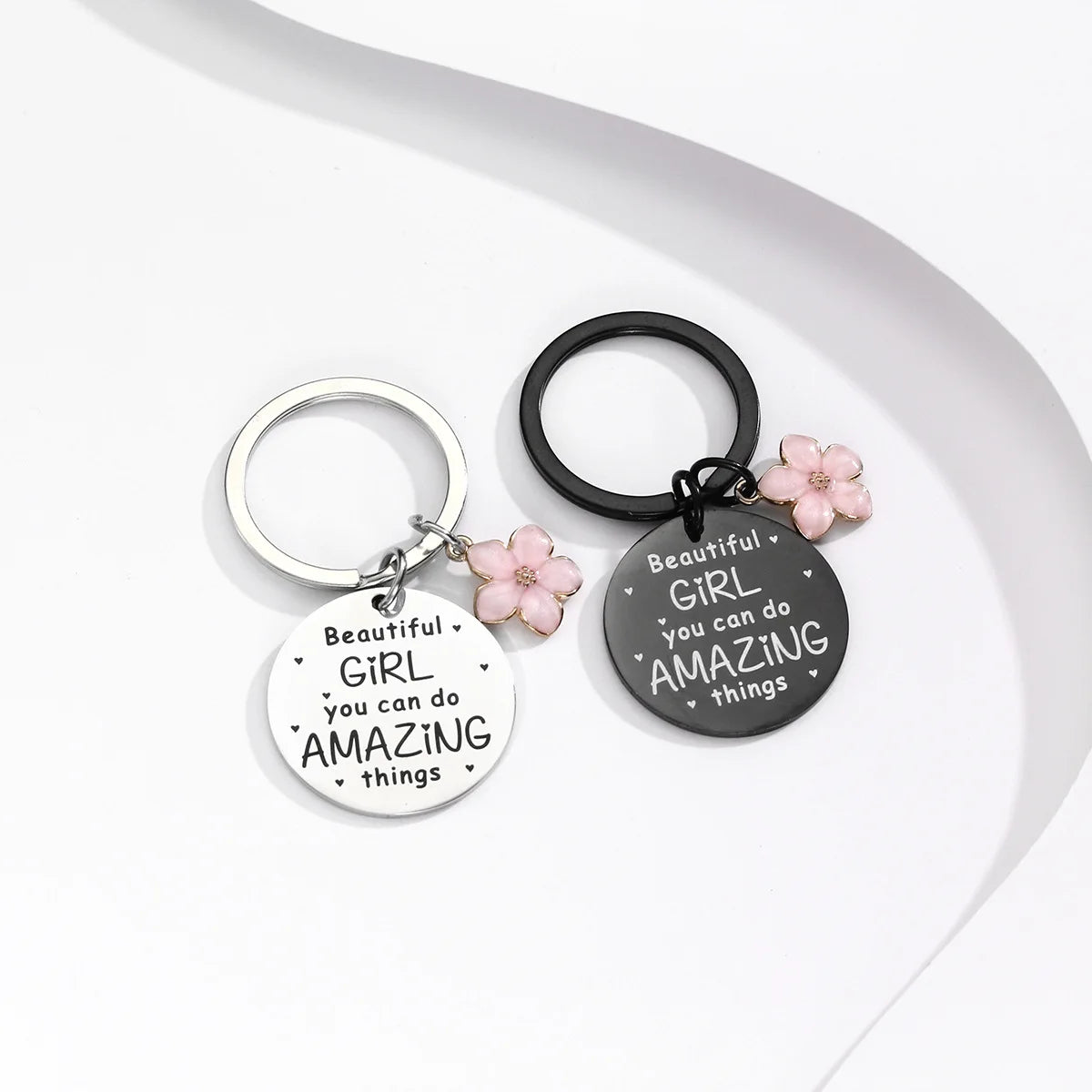 Metal Charm Keychain Mother's Day Gift Oriental Cherry Flower Keyring Mom Pendant Chain Key Ring Holder Jewelry Accessories G