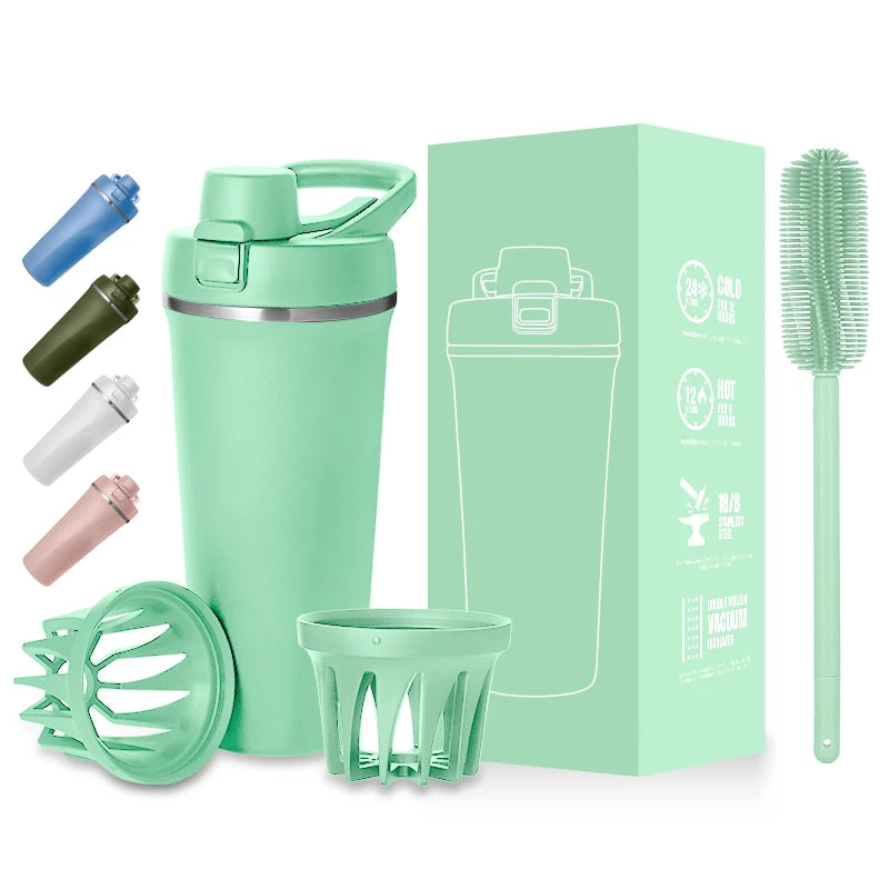 2024 Gym Shaker Bottle Insulated Stainless Steel Vaccum Water Bottle 18oz 20oz 25oz Durable Protein Shaker Cup