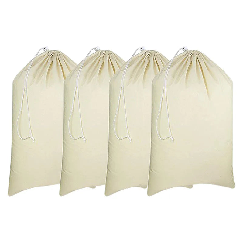 Custom Large Cotton Canvas Travel Laundry Drawstring Bag Eco Friendly Reusable Dirty Clothes Storage Organizer Hamper Bag
