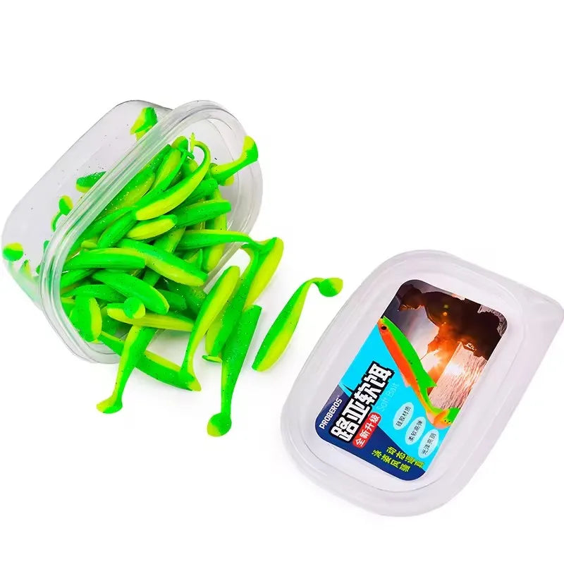 5.5cm to 7cm Silicone Double Color Shiner Soft Bait Fishing Lure T-Tail Wobbler Leurre Shad Worm for Ocean Boat Fishing