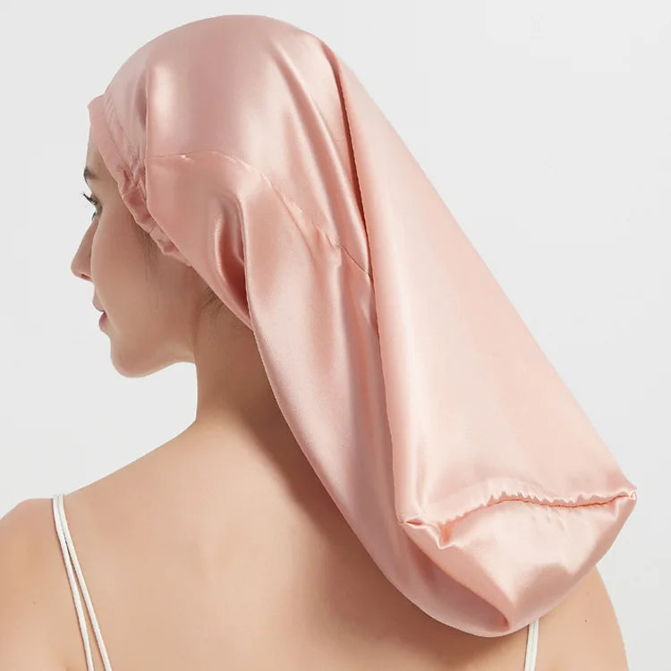 Super Soft Women's Turban 19 22 Momme Extra Long Fashion Hair Bonnet 100% Mulberry Silk with Custom Logo for Daily & Travel U