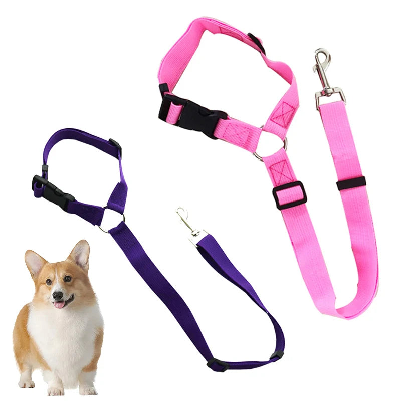 Heavy Duty Retractable Dog Car Seat Belt - Adjustable Nylon Pet Vehicle Safety Leash for Travel Adjustable  Pet Vehicle Leash