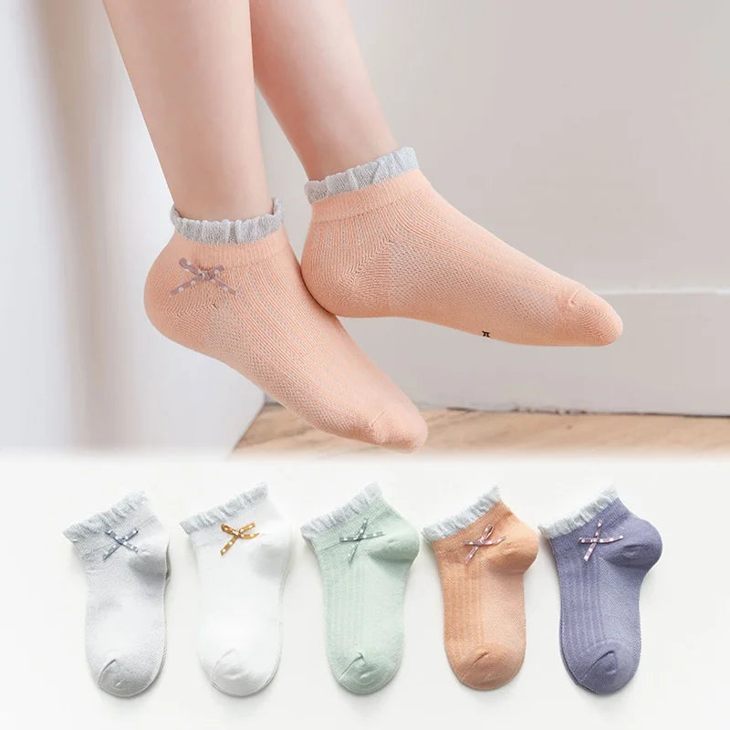 5 Pairs New Design Floral Face Stripe Pattern High Ankle Knitted Spandex Baby Breathable OEM Service Boys Girls Casual Spring