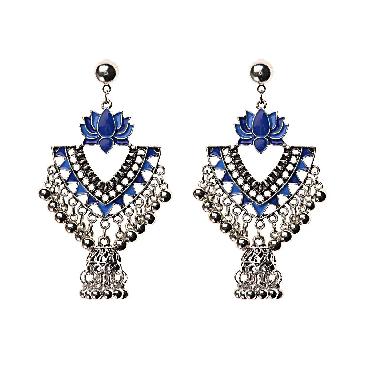 Egypt Turkish Classic Antique  Round Alloy Long Chain Tassel Jhumka Earrings Indian Dangle Drop Earrings for Women