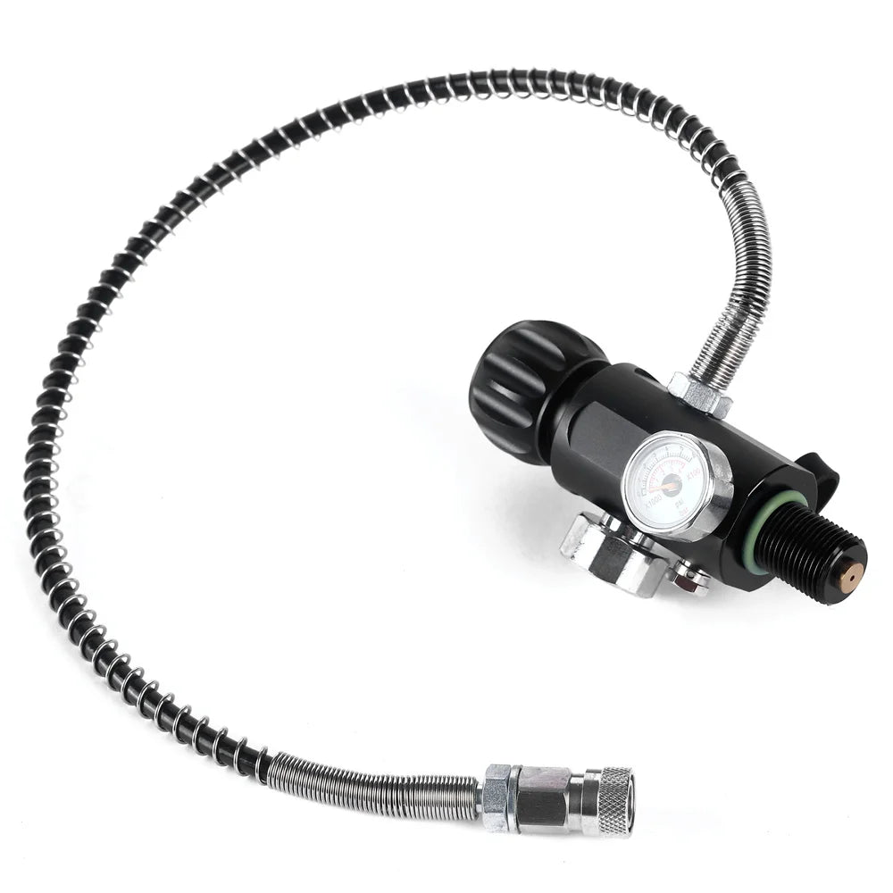 M18x1.5 PCP Tank Dual Gauge Charging Valve Air Fill Station Paintball Gas Cylinder Refill Adapter 400bar 6000psi With 50cm Ho