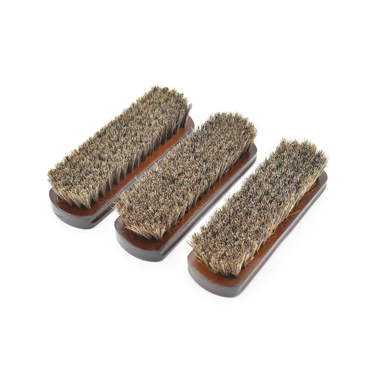 Wholesale Wooden Handle Shoe Shine Brush Soft Horsehair Bristles Shoe Cleaning Brush
