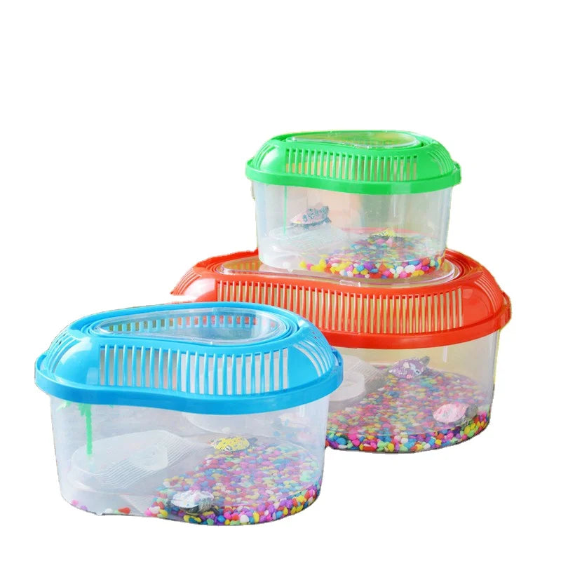 Wholesale Mix Color Mini Fish Tank Reptile Box- Plastic Handheld Fish Tank for Turtle and Pet Fish