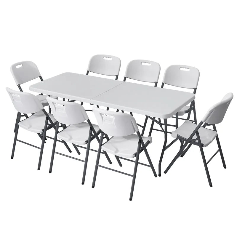 Modern Outdoor Portable Iron Furniture Foldable Plastic Table and Chair for Warehouse Use