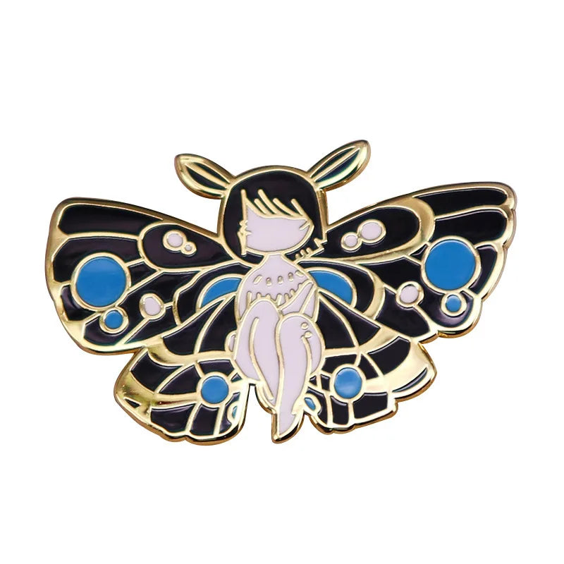 Hot Anime Pins Butterfly Fairy Brooch Moth Girl Cartoon Cute Little Girl butterfly  Enamel Lapel Pin Hard Enamel Pin Badge