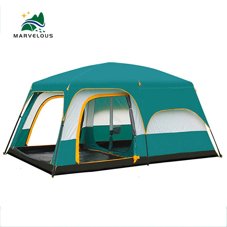2 Rooms 1 Living Room Waterproof Extra Large Space 8 to 12 Persons Portable Family Outdoor Camping Tent