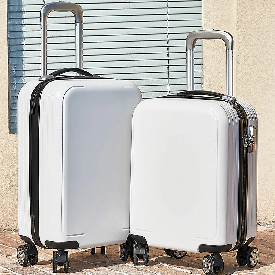 Wholesale BSCI Audit Factory 18 Inch Cabin Luggage White Suitcases ABS PC Travel Trolley Suitcase Sets for Students