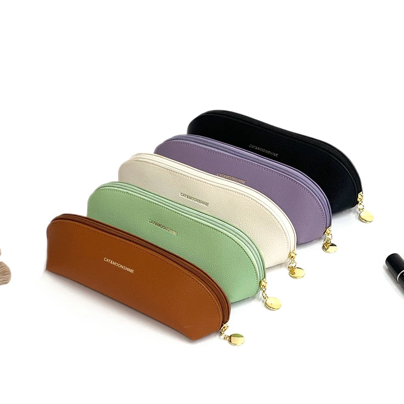 Luxury PU Leather Cosmetic Brush Pouch Waterproof Easy Clean Custom Logo Holder Small Bag