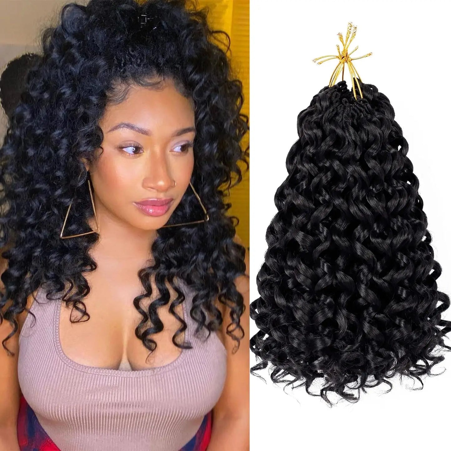 Wholesale Premium High Temperature Fiber Gogo Curl Dreadlocs Braids Extensions Pre Twisted Crochet Braid Water Wave Deep Wave