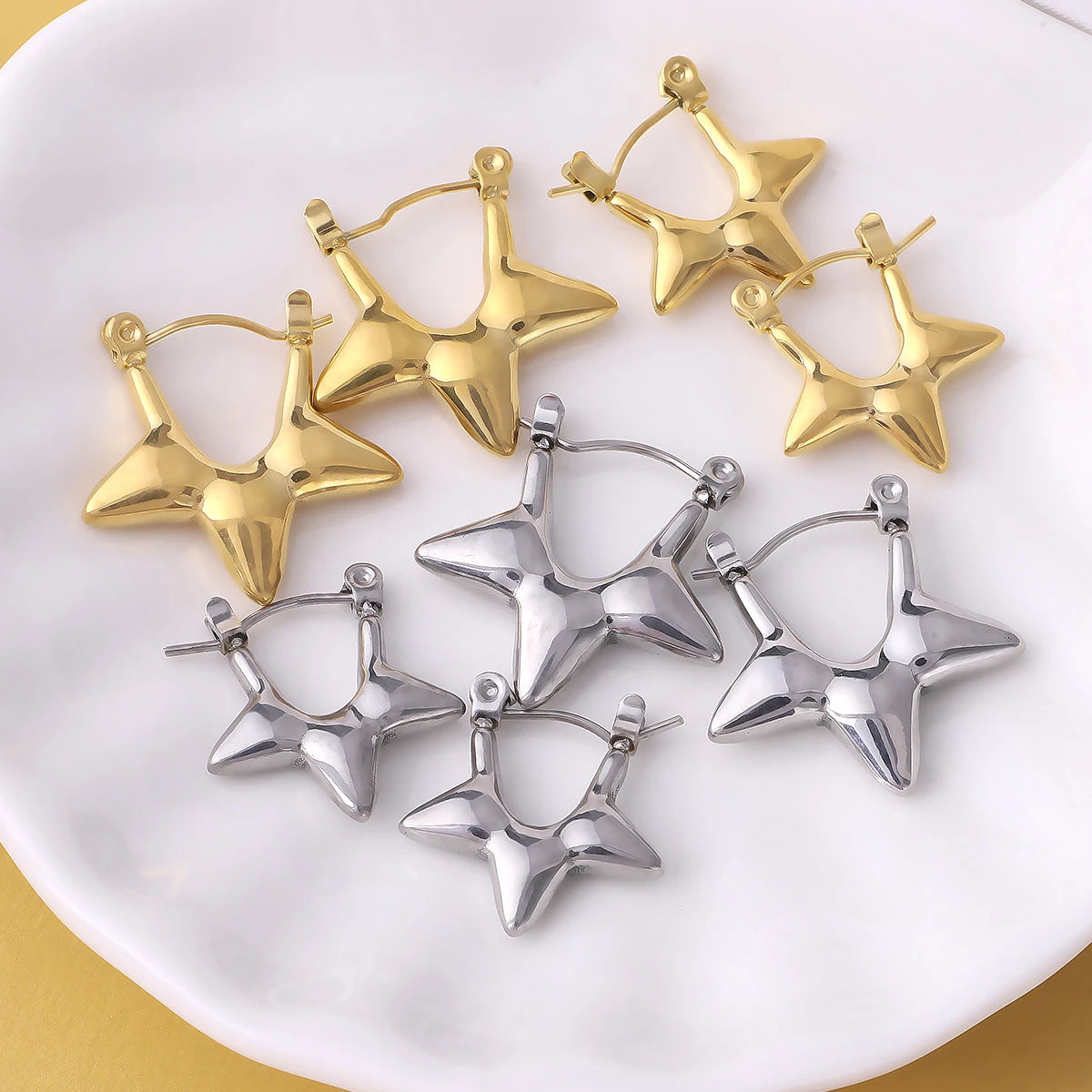Wholesale Custom Earrings Stainless Steel Star Shape Earrings Gold Plated Earrings Original Factory