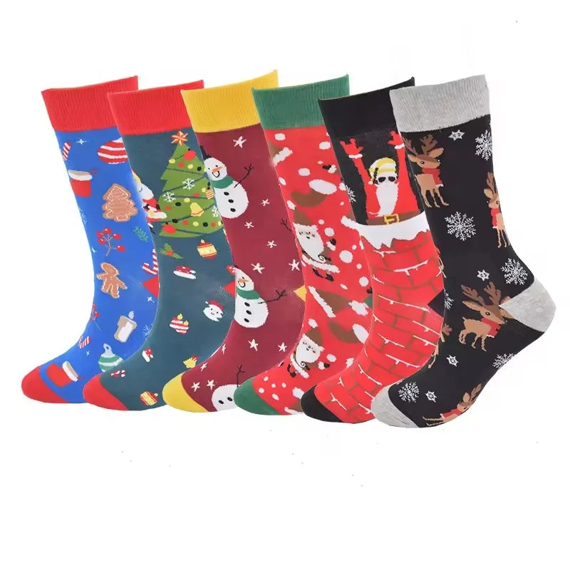 Wholesale 2024 Holiday Xmas New Year Socks Women Men Funny Christmas Cotton Crew Socks