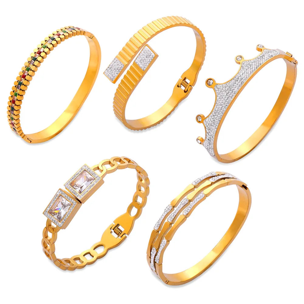 2025 Bangle Bracelet Necklace Rings Fine Jewelry Set Hypoallergenic Zirconia Cross Necklace Stainless Steel Jewelry Big Brace