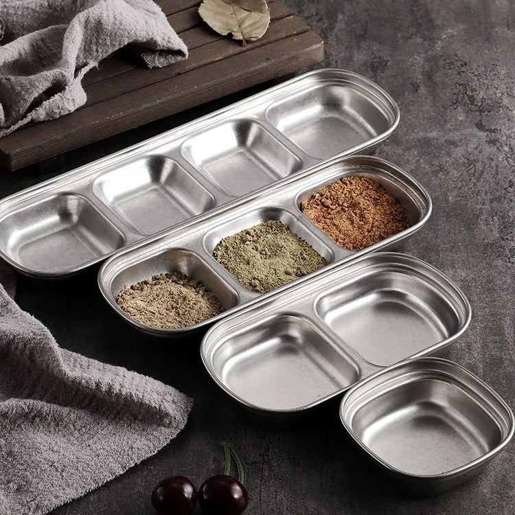 Korean Barbecue 304 Stainless Steel Sauce Tray Tableware Food Seasoning Dipping Plate Hot Pot Sauce Dish Set