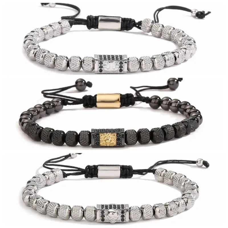 Hot Selling 18K Gold-Plated Stainless Steel Men's Skull Crown Bracelet Cross Jewelry Fashionable Bracelets & Bangles
