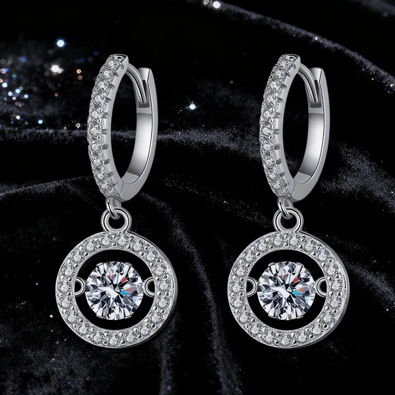 Hot Sale S925 Sterling Silver Beating Heart 1CT Moissanite Round Pendant Stud Earrings for Women Gift