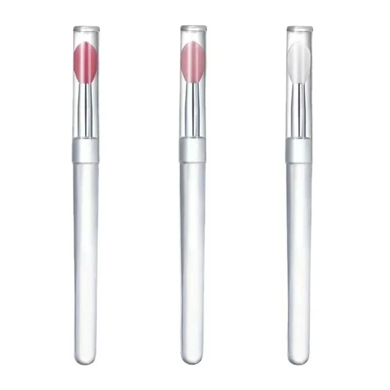 Lipstick Brush Silicone Lip Brush Portable Lip Mask Lip Balm with Lid Dust Proof Multifunctional Sequins EyeShadow Makeup