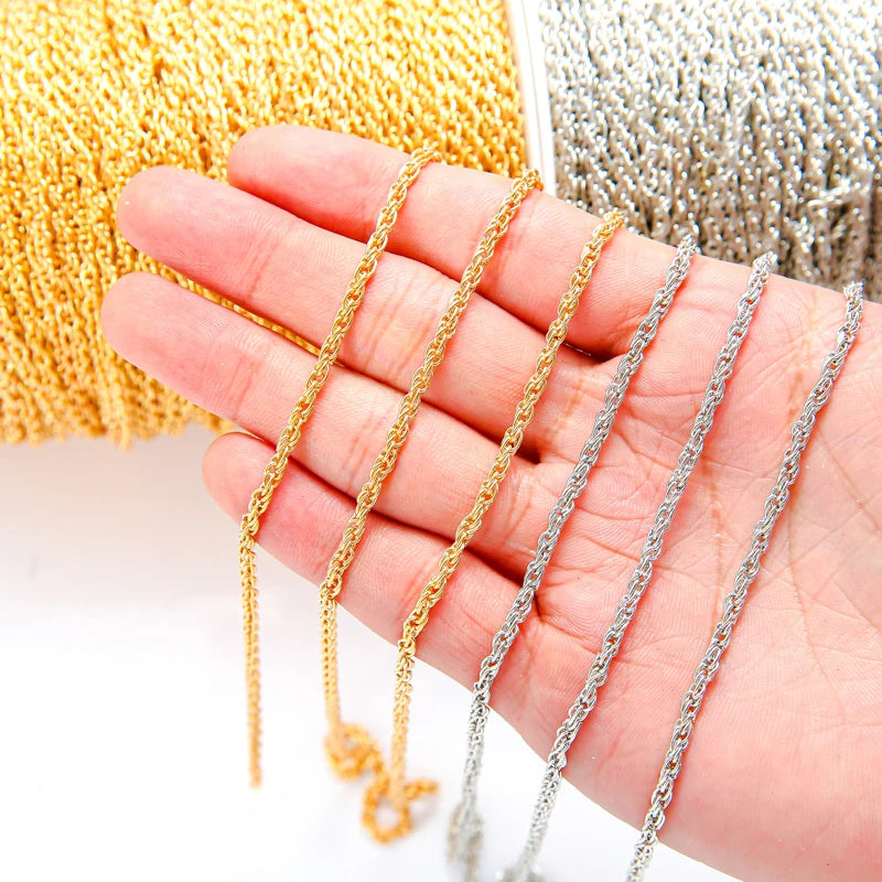 1Meter/strip Copper Fried Dough Twists Chain for Necklace Bracelet Earring Jewelry Making DIY Components Jewelry Accessories 