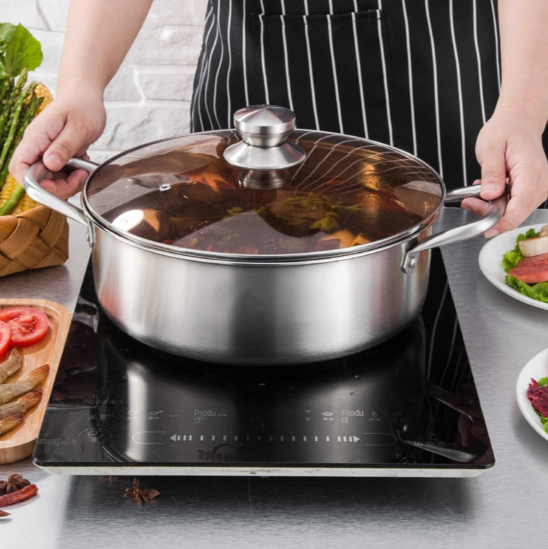 Zunck Hot Selling Silver Gold Stainless Steal Insulated Hot Pot Food Warmer Containers Restaurant Hot Pot with Lid and Divide