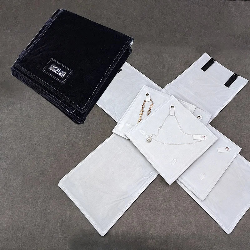 Portable Velvet Envelope Design Necklace Organizer Travel-Friendly Jewelry Packaging Bag Velcro Closure Luxury Storage for Ri