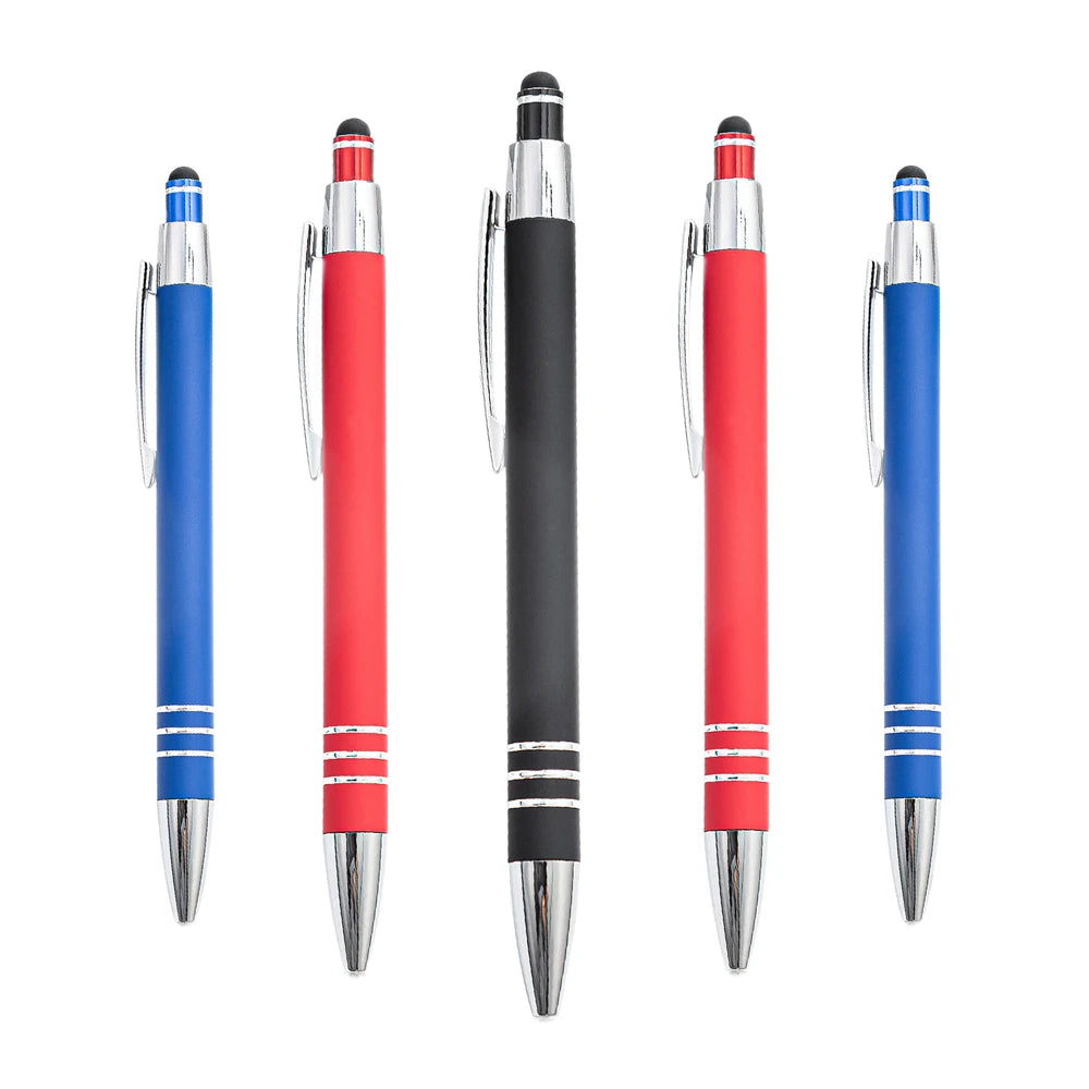 Hot Selling Metal for Stylus Pen with Soft Rubber Finish Custom Logo Printed Cheap Ballpoint for Mobile Phones