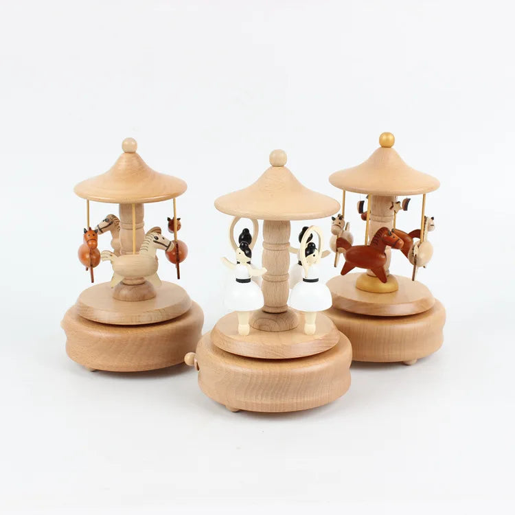 Hot Selling Wooden Music Boxes Lovely Rabbit and Toy Train for Birthday Cake Playtime
