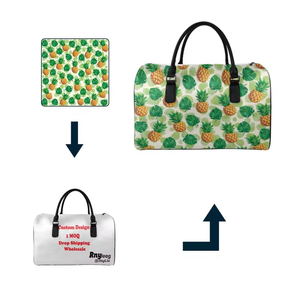 Print on Demand Blank Duffle Bag/ Purse Custom Pattern Sublimation Leather Travel Overnight Bag Gym Sports Luggage Duffel Bag