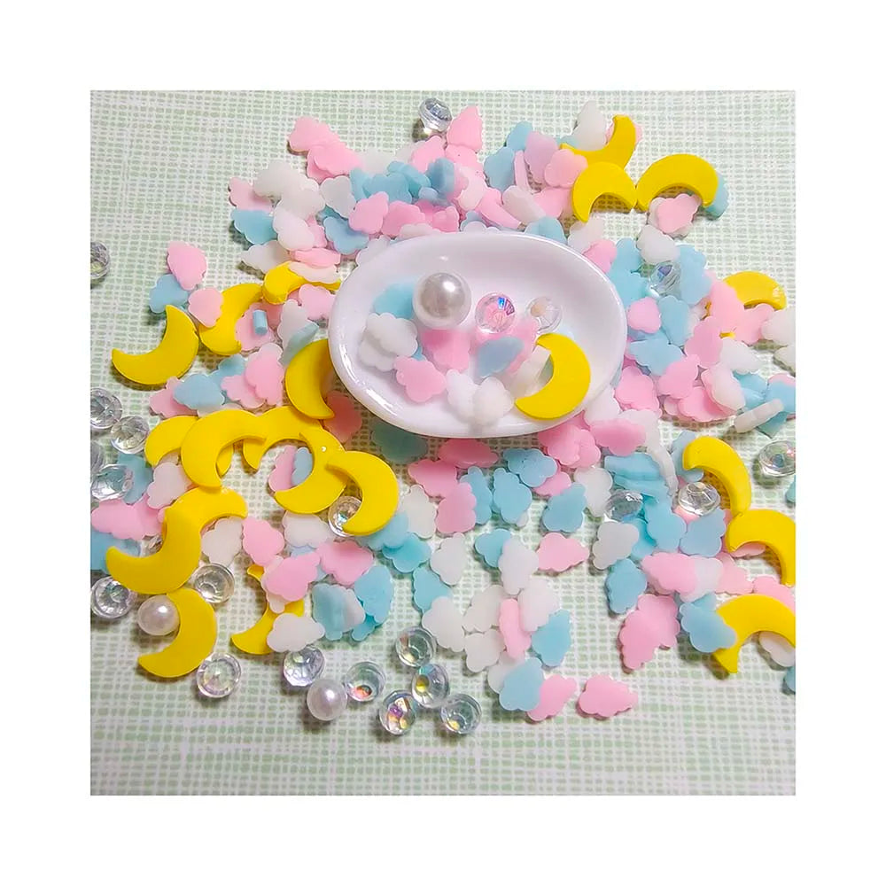 20g Polymer Clay Mixed Slices Miniature Small Bag Moon Cloud Nail Art Stickers Accessories for Slime Making and Decoration
