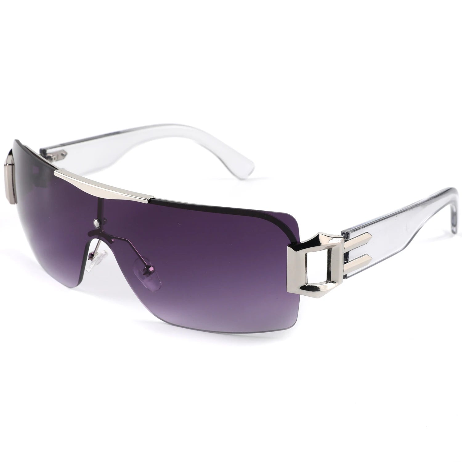 Fashion Dazzling Polarized Sunglasses Metal Connection New Large Frame One Sunglasses for Men and Women the Same Sunglasses