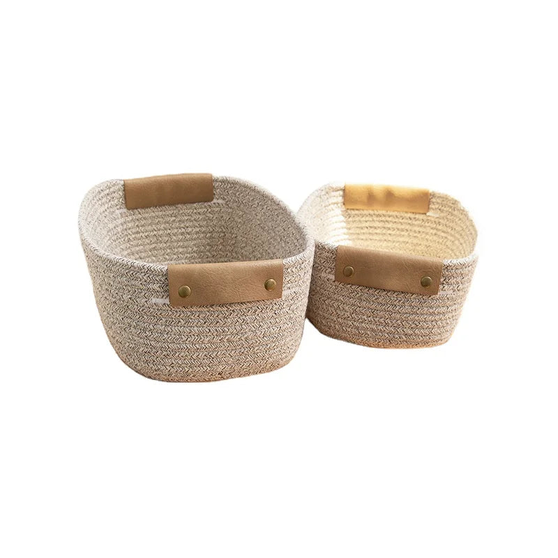 Environmentally Friendly Cotton Rope Desktop Storage Basket for Drink/Food New Miscellaneous Kitchen Organizer
