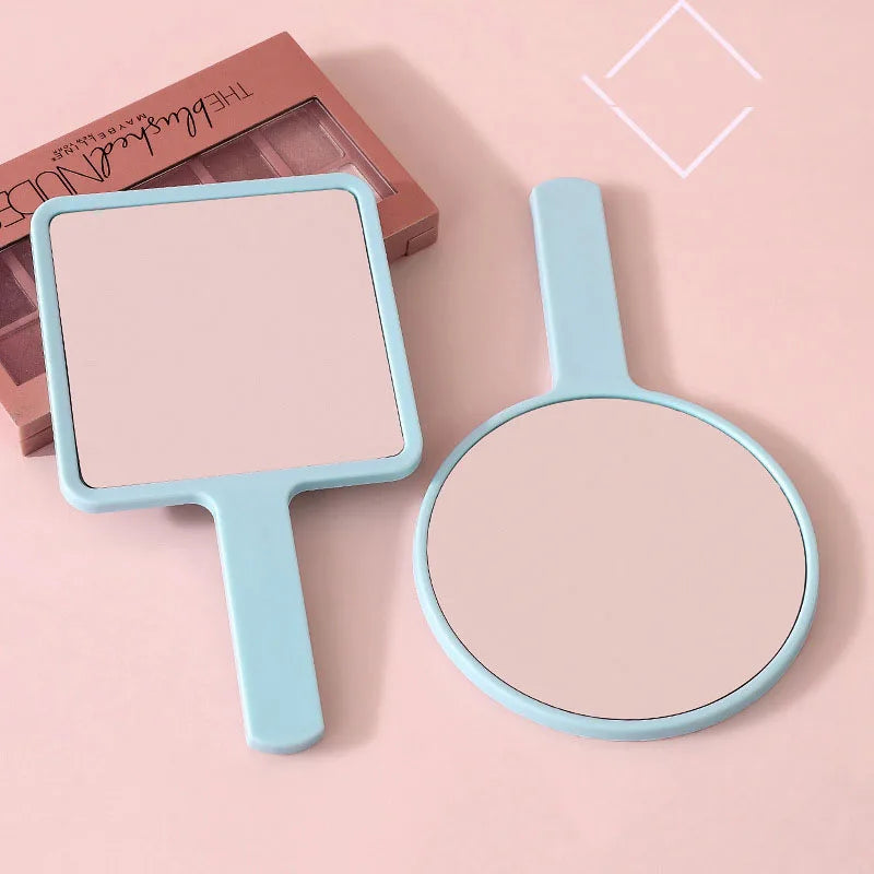 Custom Logo Square Round Shape SPA Salon Personalized Compact Makeup Mirrors With Handle Eyelash Extensions Handheld Mirror