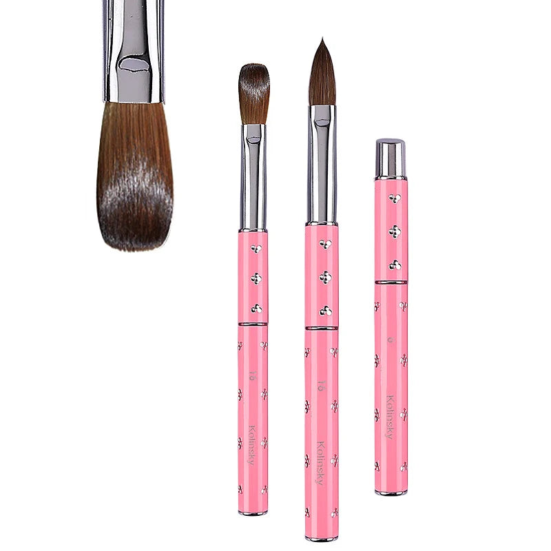 Custom Logo Private Label Nail Art Brushes Handle 100% Kolinsky Acrylic Brush for Powder Kolinsky Acrylic Nail Brush