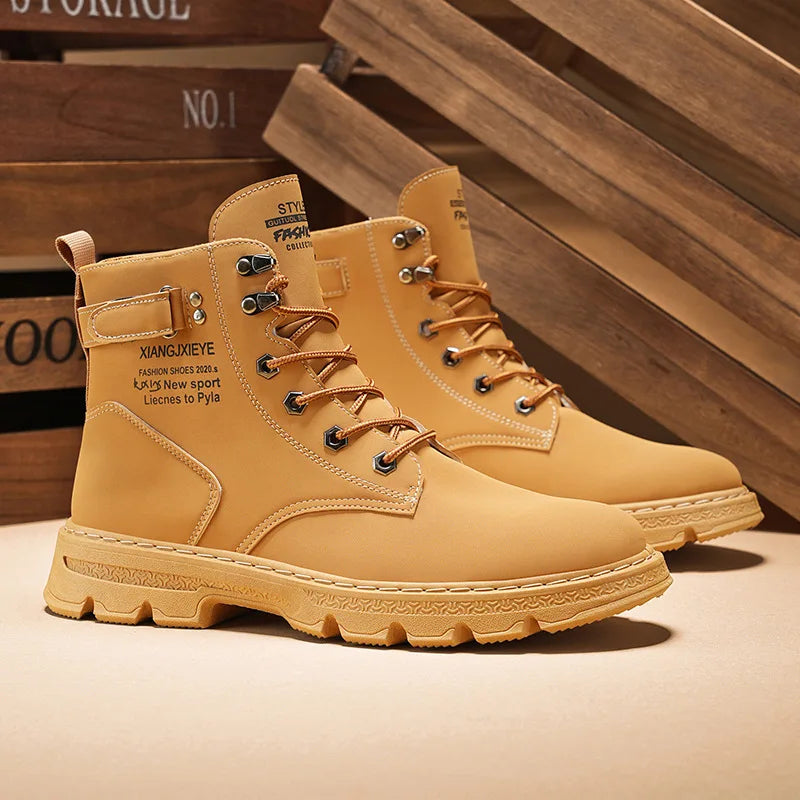 MH05 Men's Boots New Autumn Trendy Versatile Work Shoes Non-slip Wear-resistant Thick-soled Desert Yellow Casual Walking Boot