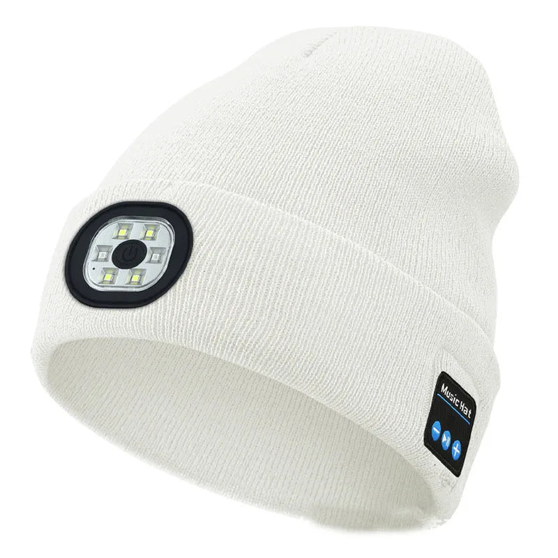 Custom Unisex Bluetooth Hat With Light Fashion Mens Stretch Fold Led Beanie Winter Acrylic Thick Knit Skull Cap Bluetooth Bea
