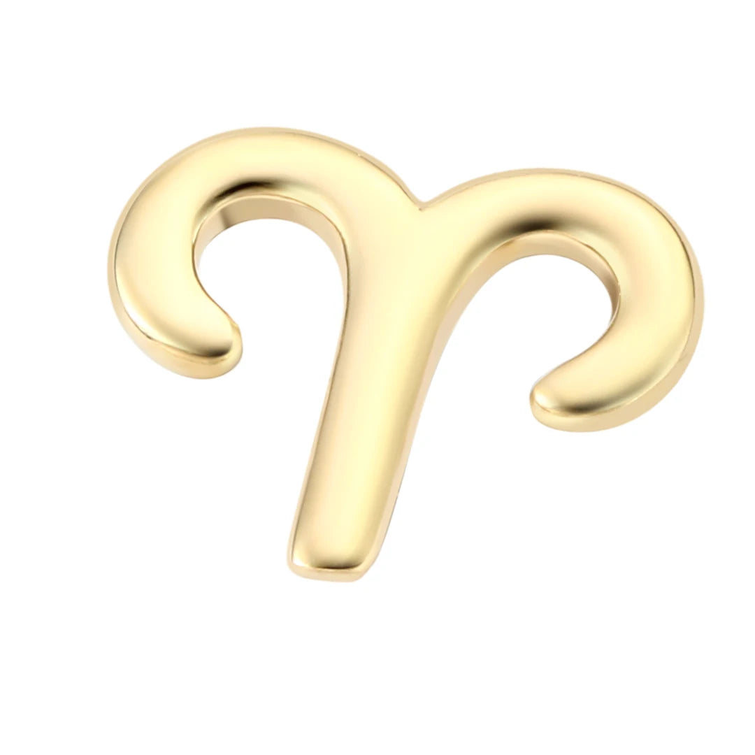 Eternal Metal 14K Solid Gold Zodiac Signs Aries Cartilage Tragus& Nose Ring Jewelry Threadless Push in  Ends Tops