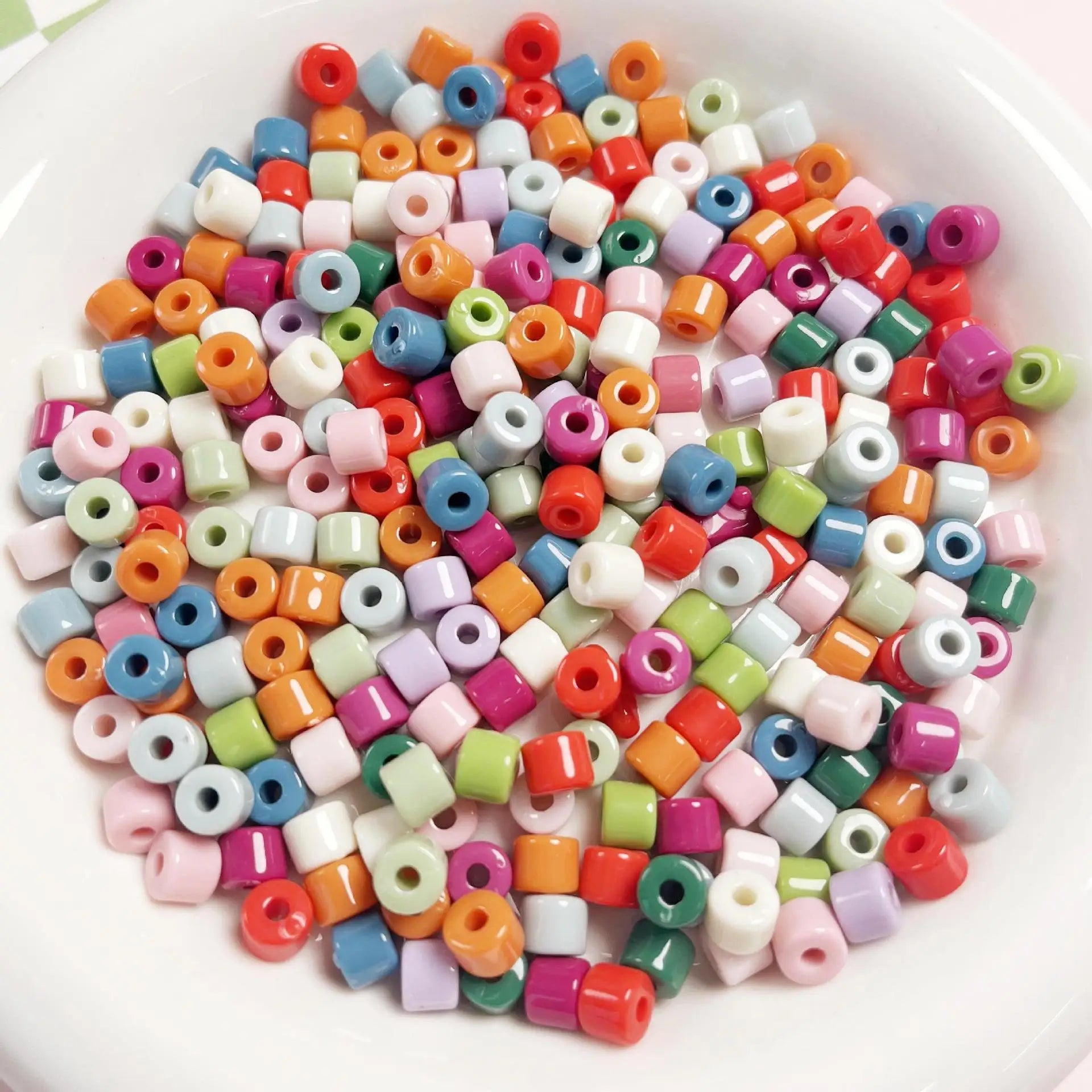 Wholesale 5*6mm Colorful Cylinder Beads Acrylic Plastic Beads DIY Column Loose Beads for Jewelry Bracelet Phone Case Making