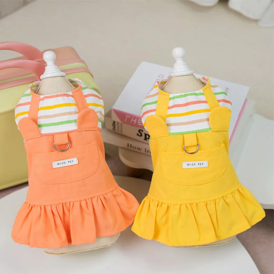 Pet Clothes Spring/Summer New Arrival Dog Clothing Manufacturer Wholesale Pet Supplies 24 Striped Patchwork Dress