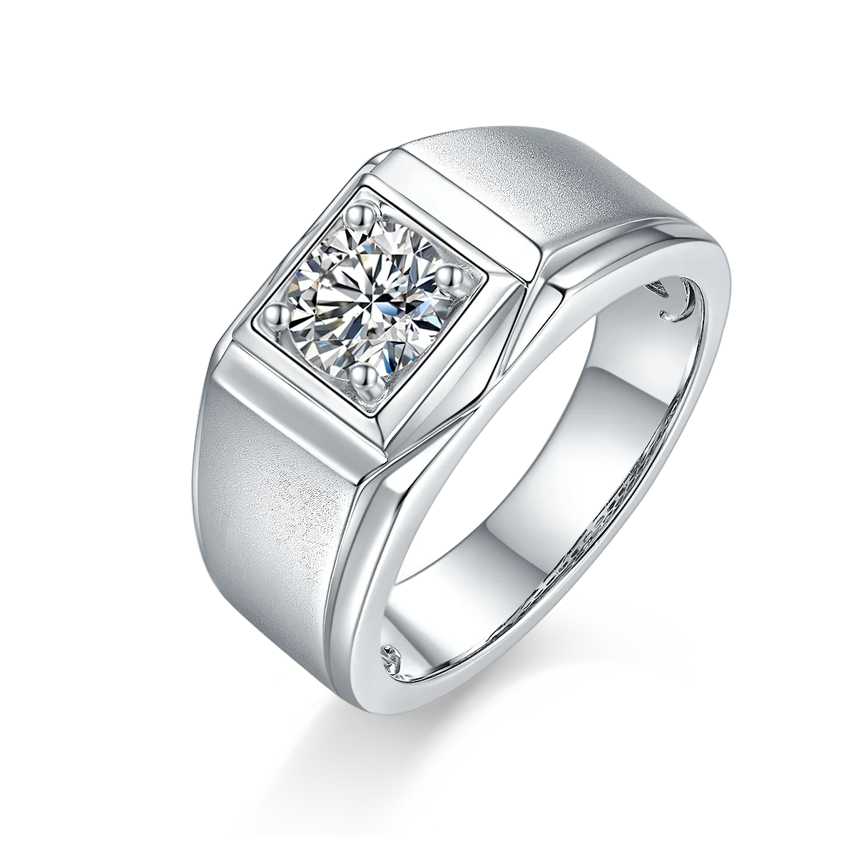 Somen Fashion Fine Jewelry 1CT D Grade VVS1 Platinum Plated S925 Sterling Silver Men's Moissanite Rings for Wedding