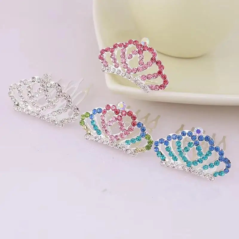 Wholesale Factory Direct Sale Fashion Children Party Birthday Tiaras Stock Cheap Diamond Crystal Comb Crown for Kids Girls