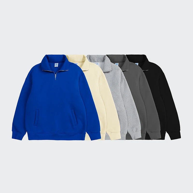 Custom Logo Heavyweight Polar Fleece Half Zip Neck Sweater 1/4 Quarter Zip up Collar Neck Pullover Sweatshirts Hoodies for Me