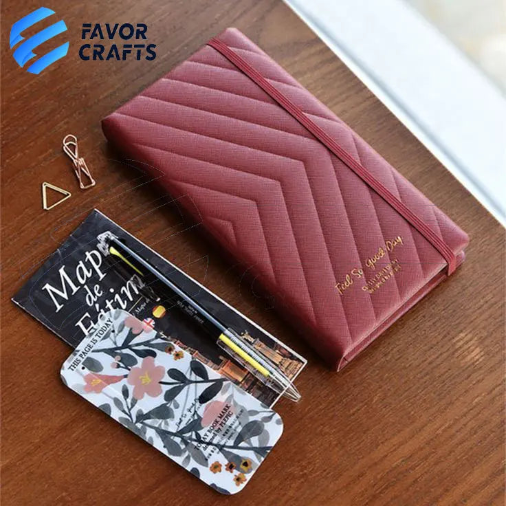 FAVOR CRAFTS Custom Design Quilted Synthetic PU Leather Cover Slim Classy Wave Planner Notebook