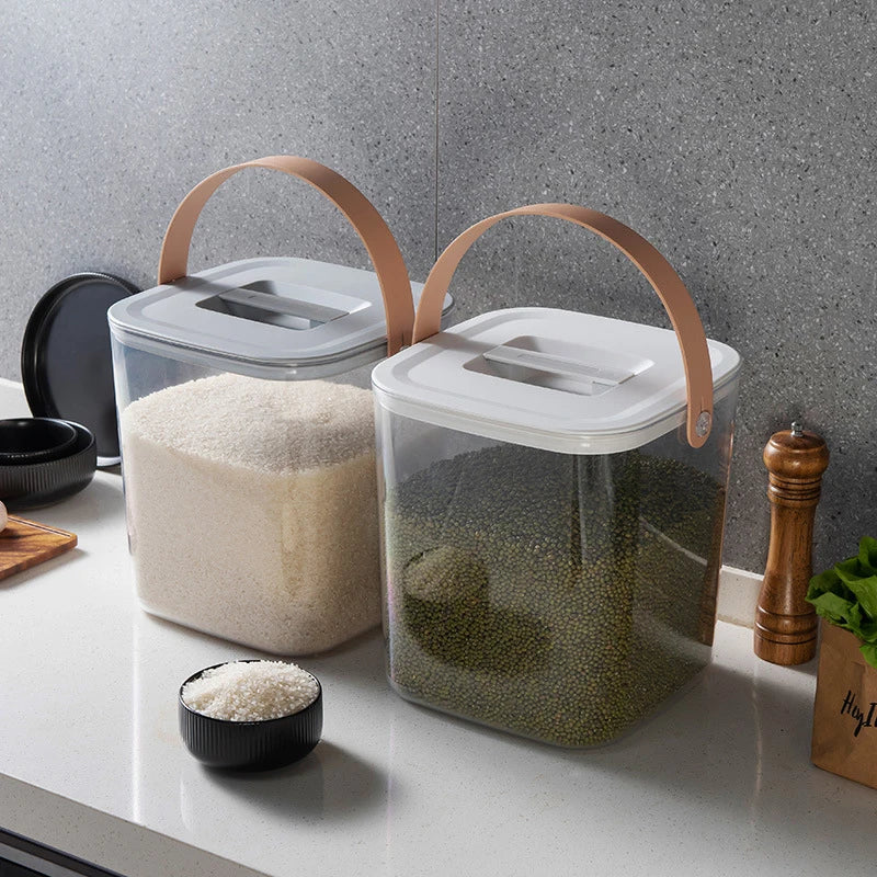 12 KG PET Transparent Modern Design Large Capacity Grain Container Storage Lid Handle Household Cereal Bucket Kitchen Soybean